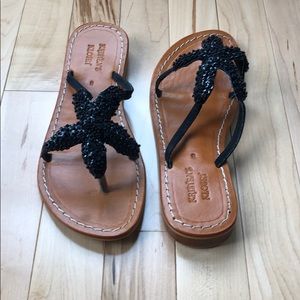 Sequined Starfish Sandal Black Sz 8 Like New